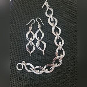 Sterling Silver Bracelet And Earrings